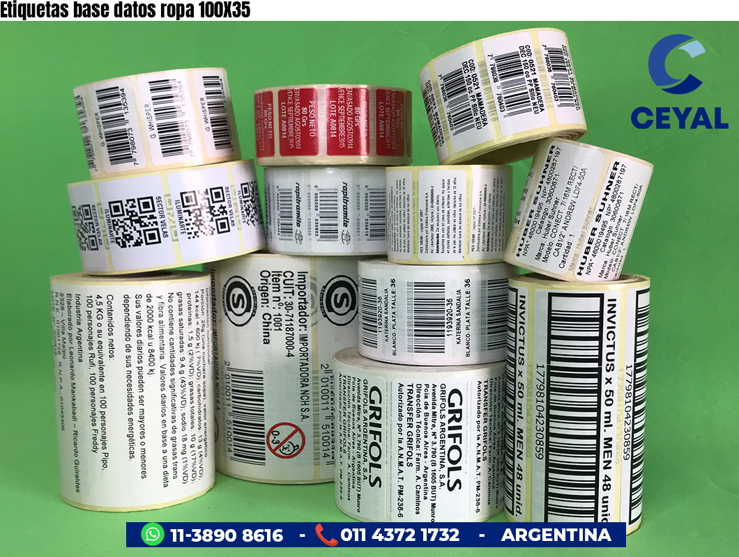 Etiquetas base datos ropa 100X35