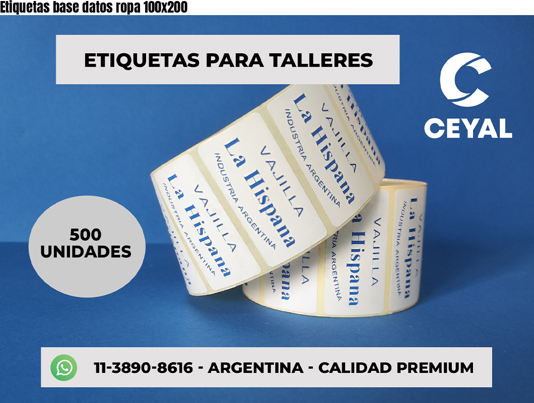 Etiquetas base datos ropa 100×200