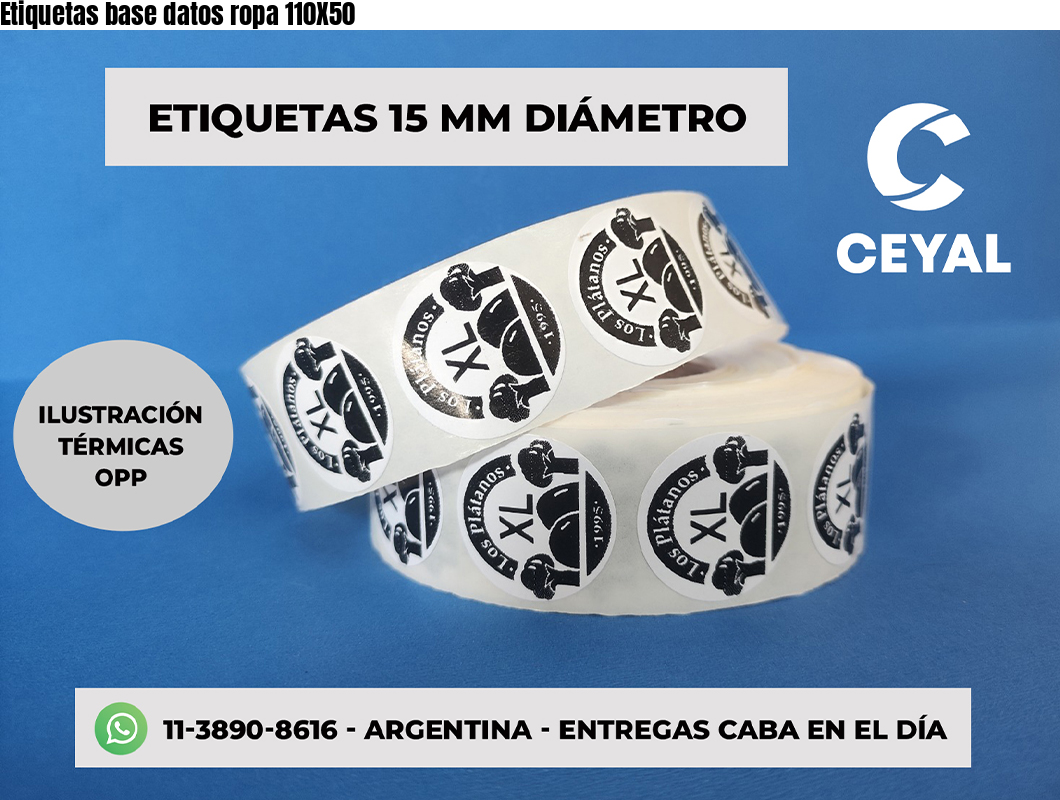 Etiquetas base datos ropa 110X50