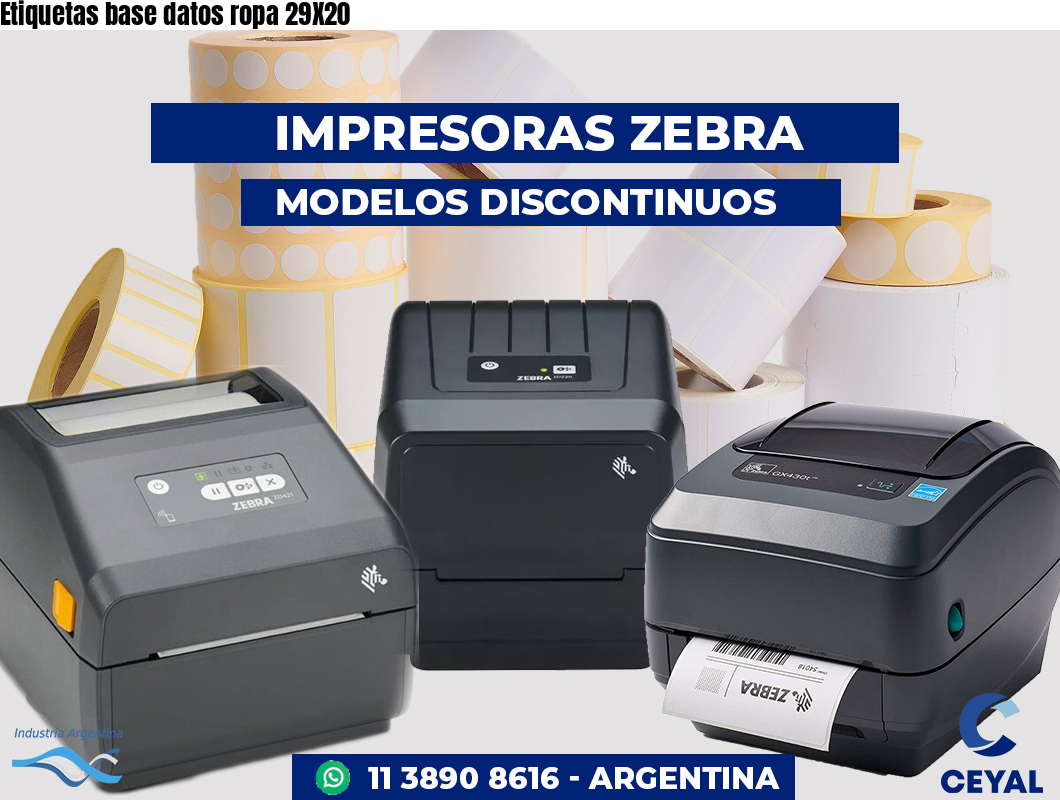Etiquetas base datos ropa 29X20