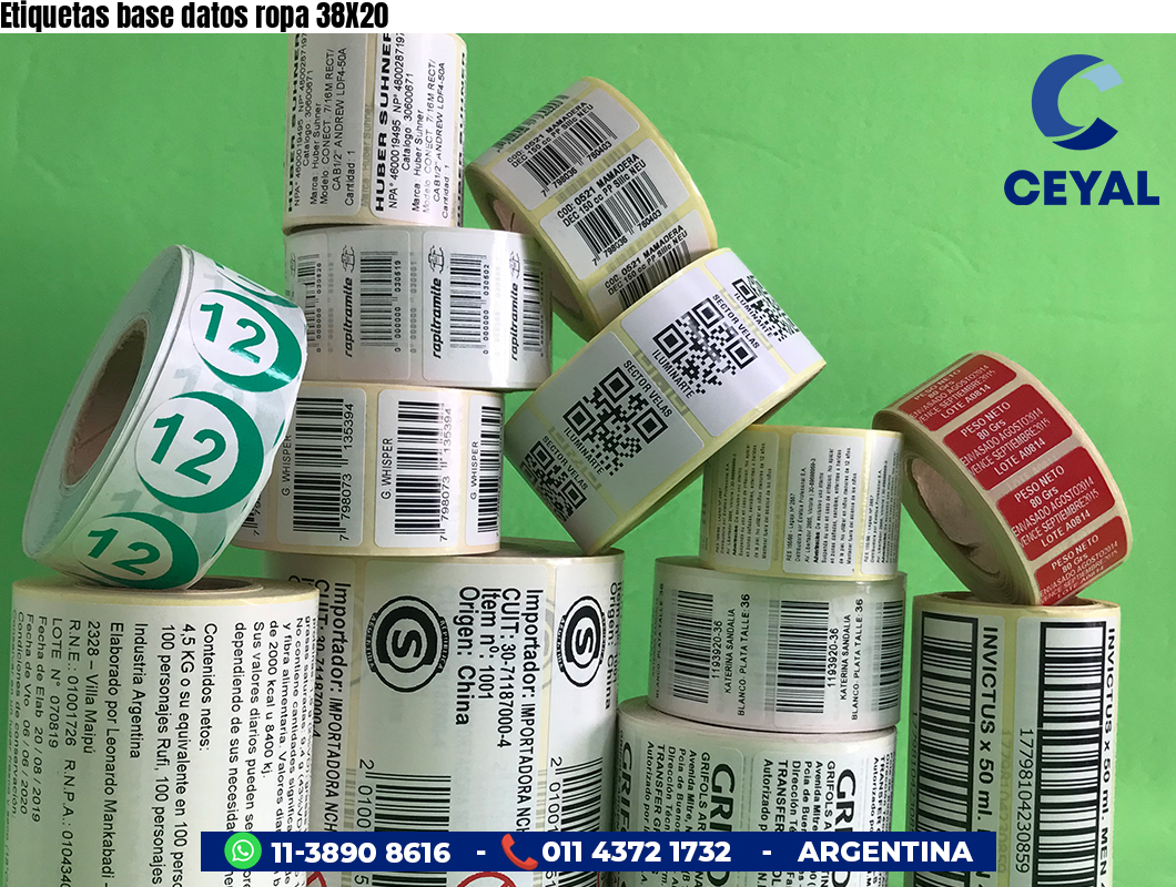 Etiquetas base datos ropa 38X20