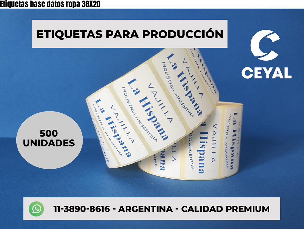 Etiquetas base datos ropa 38X20