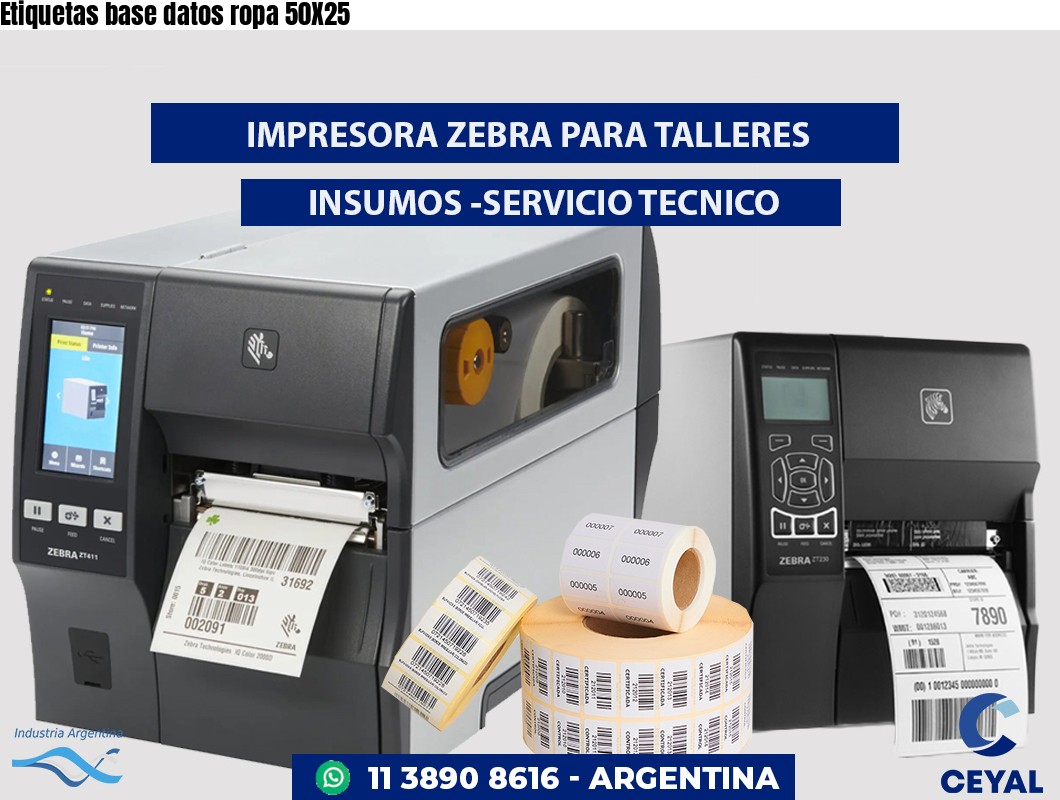 Etiquetas base datos ropa 50X25