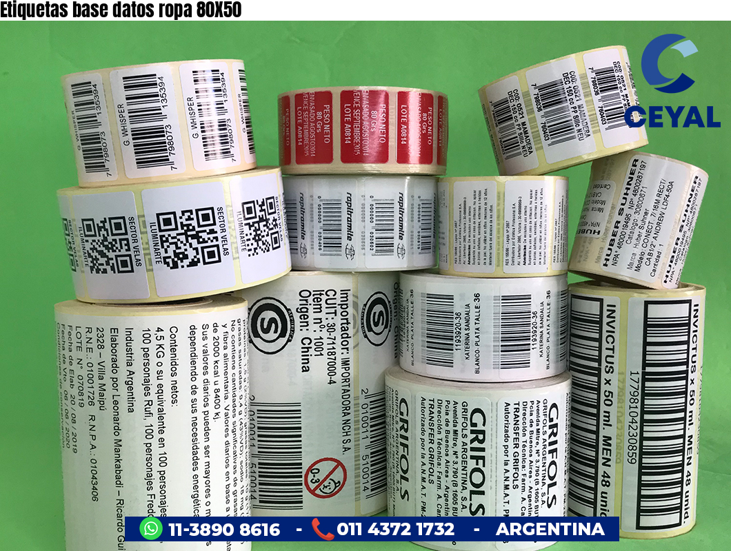 Etiquetas base datos ropa 80X50