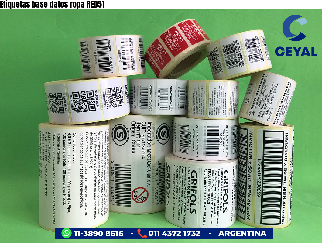 Etiquetas base datos ropa RED51