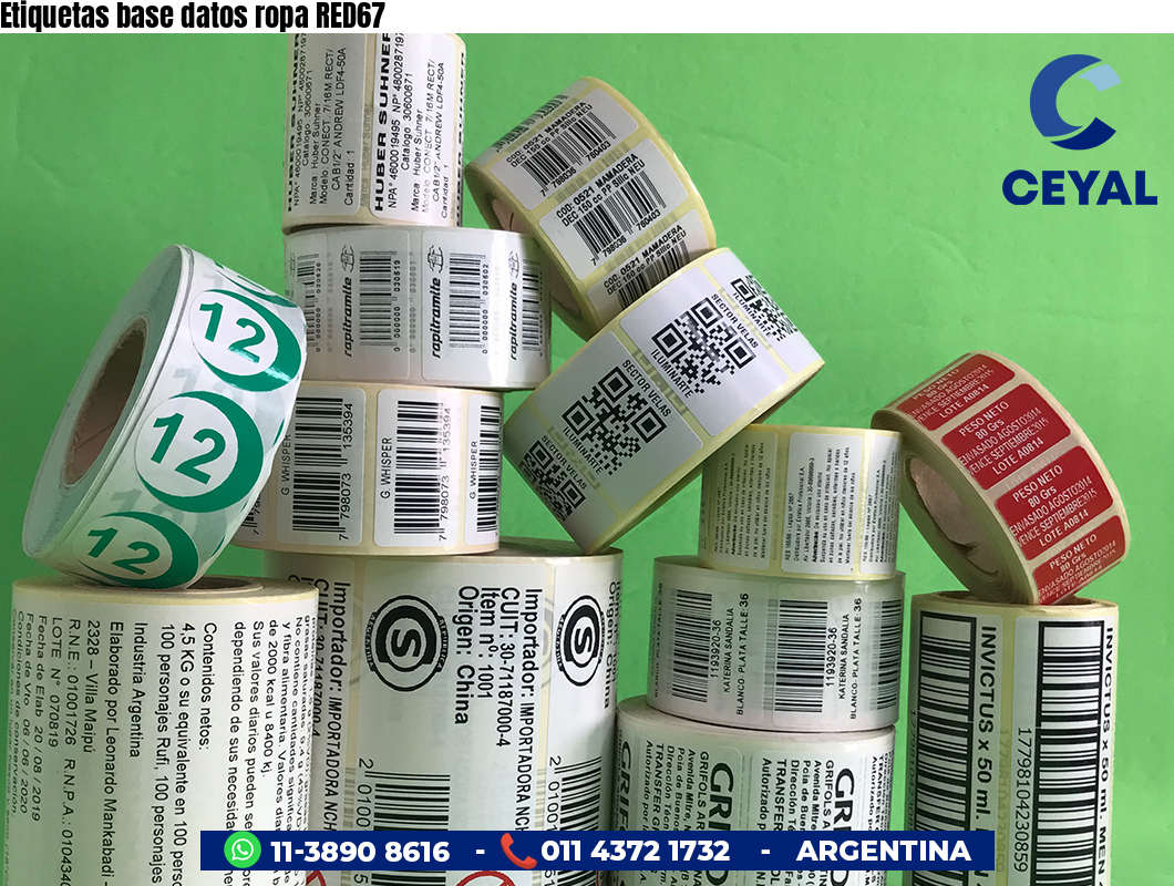Etiquetas base datos ropa RED67