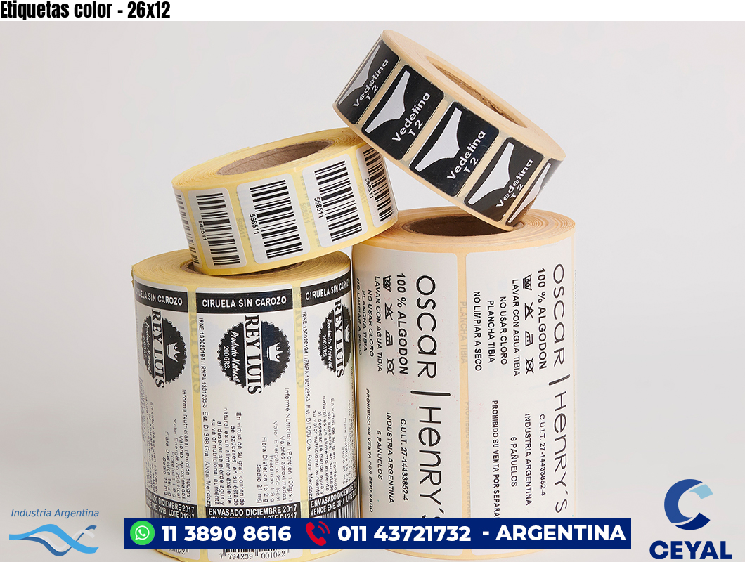 Etiquetas color - 26x12