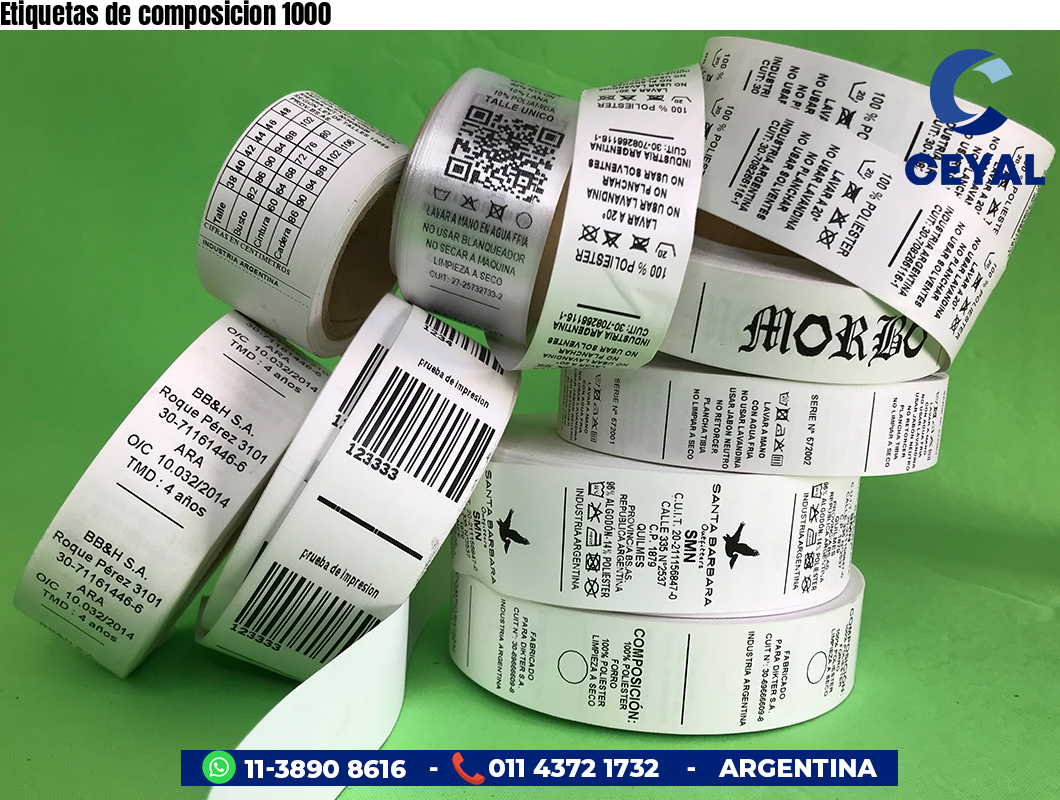 Etiquetas de composicion 1000