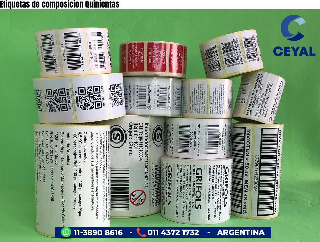 Etiquetas de composicion Quinientas
