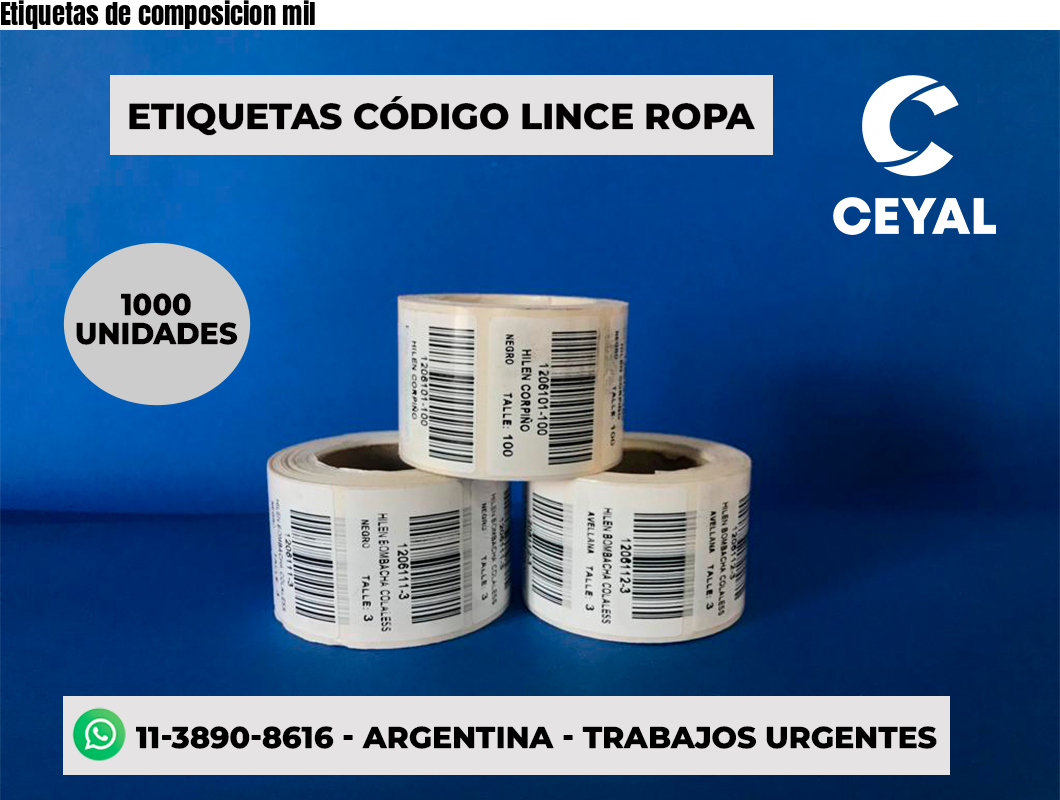 Etiquetas de composicion mil