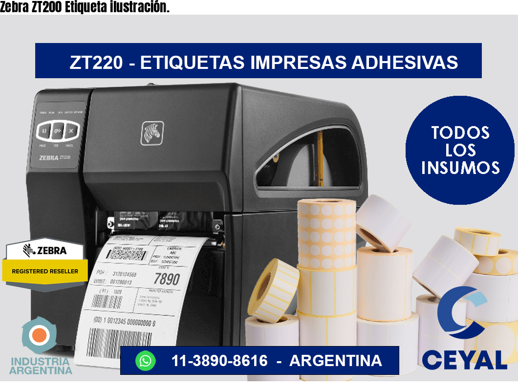 Zebra ZT200 Etiqueta ilustración.