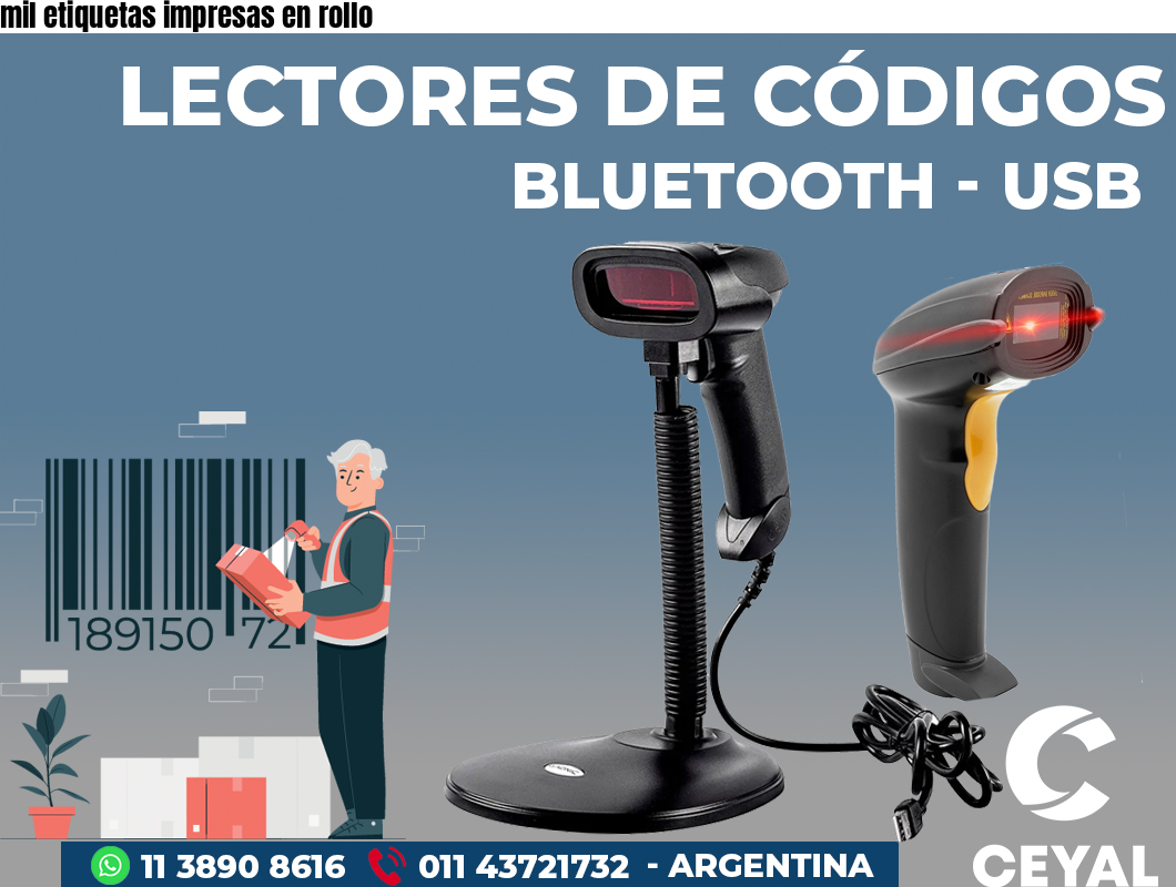mil etiquetas impresas en rollo