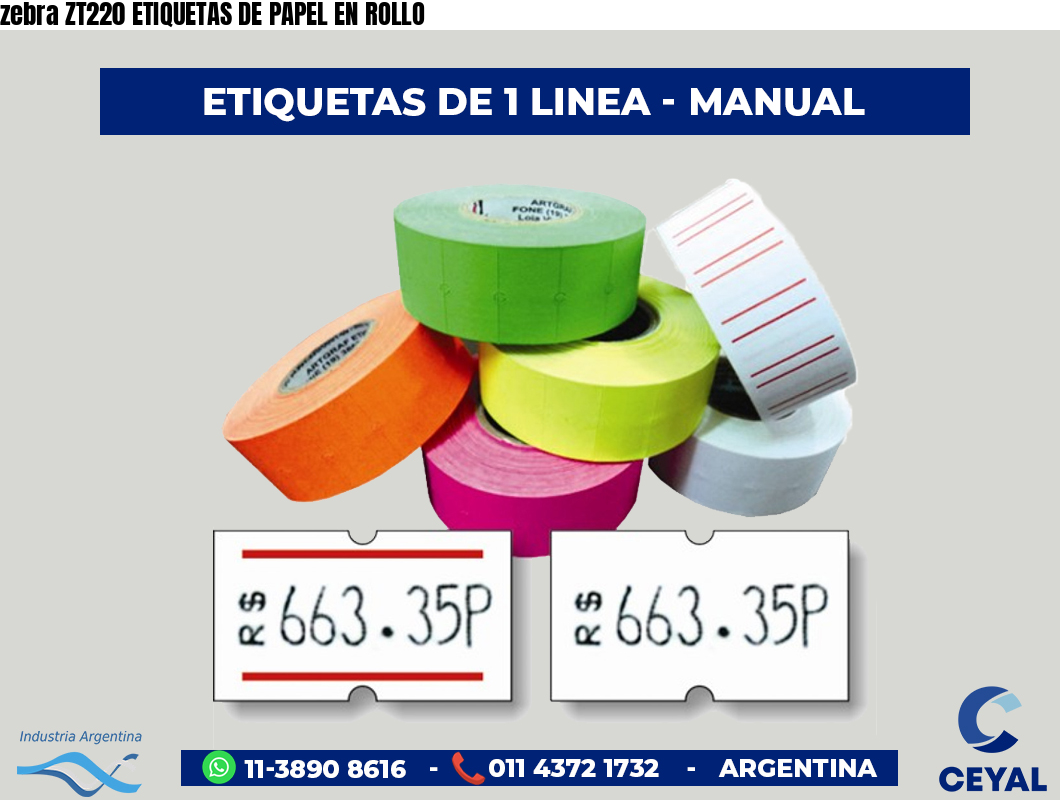 zebra ZT220 ETIQUETAS DE PAPEL EN ROLLO