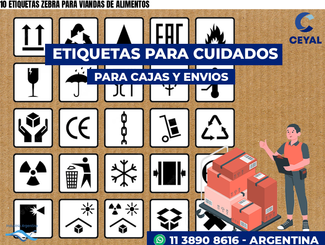 10 ETIQUETAS ZEBRA PARA VIANDAS DE ALIMENTOS