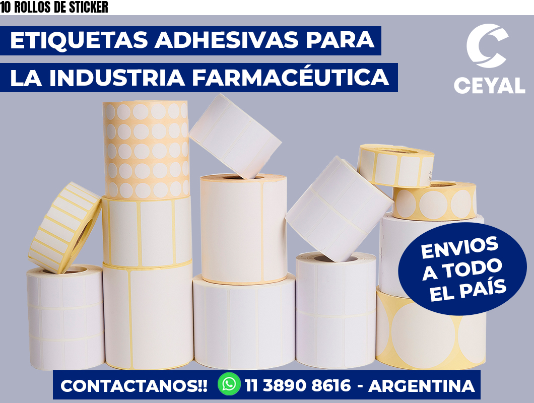10 ROLLOS DE STICKER