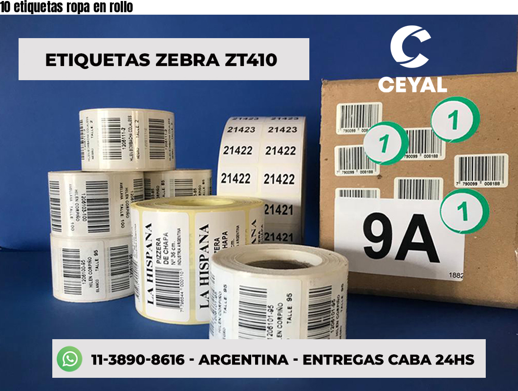 10 etiquetas ropa en rollo