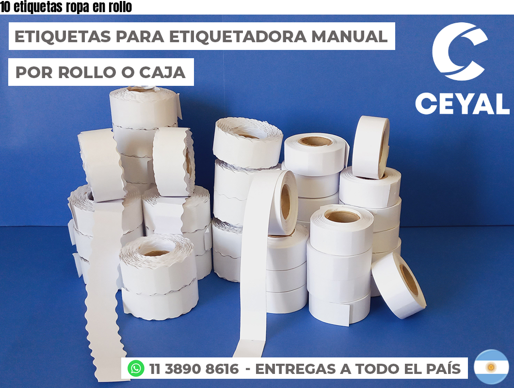 10 etiquetas ropa en rollo