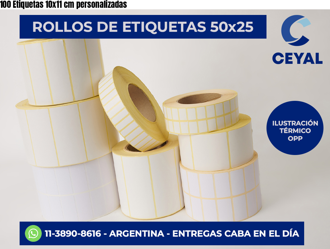 100 Etiquetas 10×11 cm personalizadas