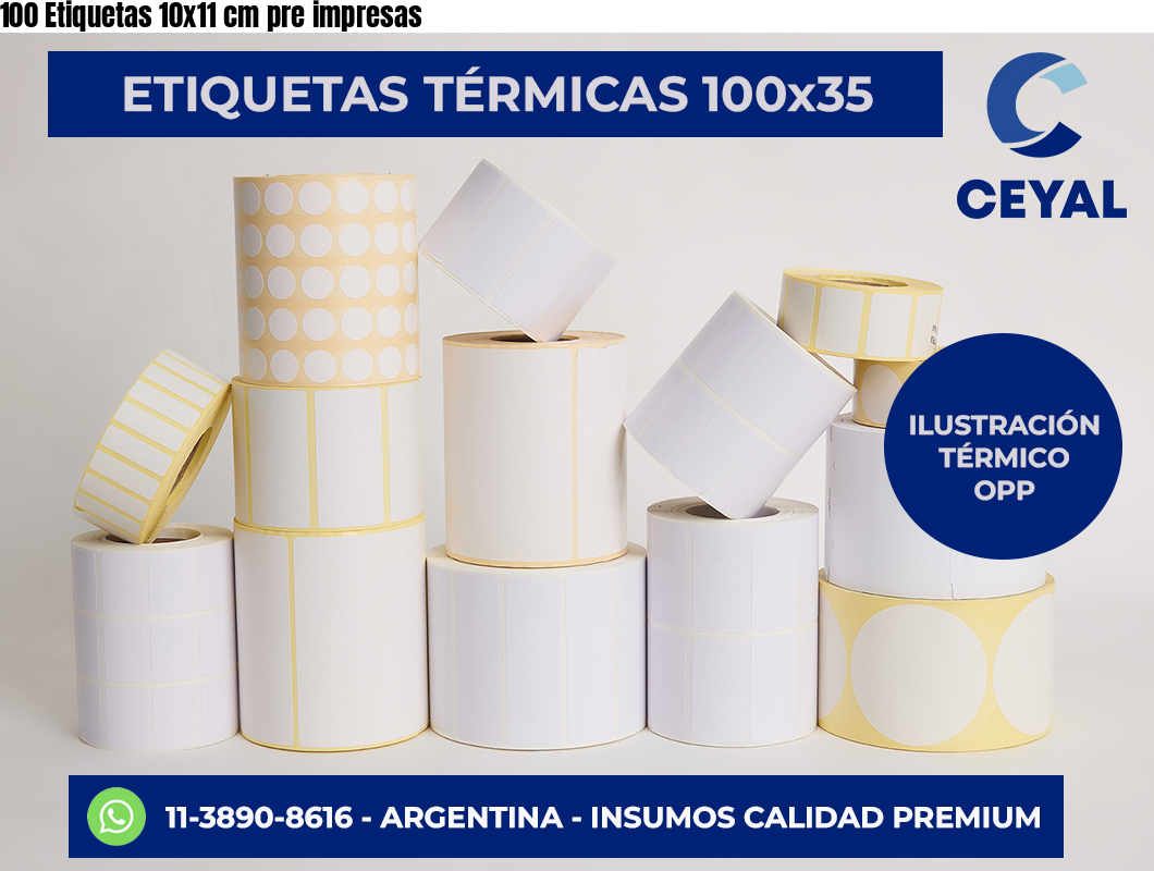 100 Etiquetas 10×11 cm pre impresas