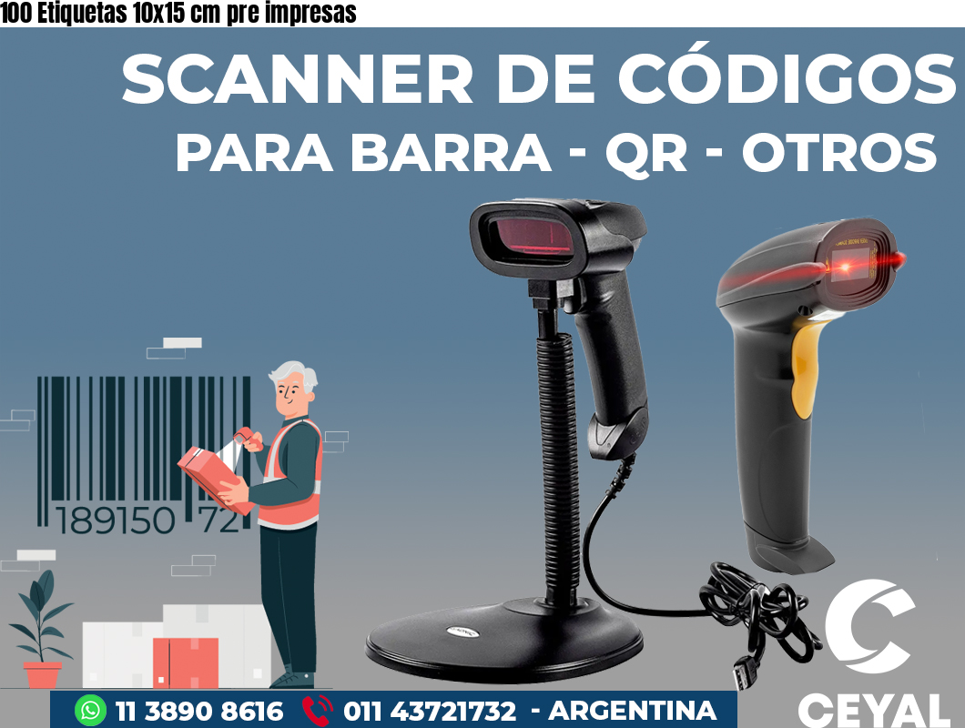 100 Etiquetas 10x15 cm pre impresas