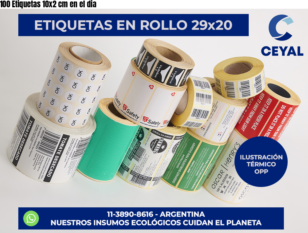 100 Etiquetas 10×2 cm en el dia