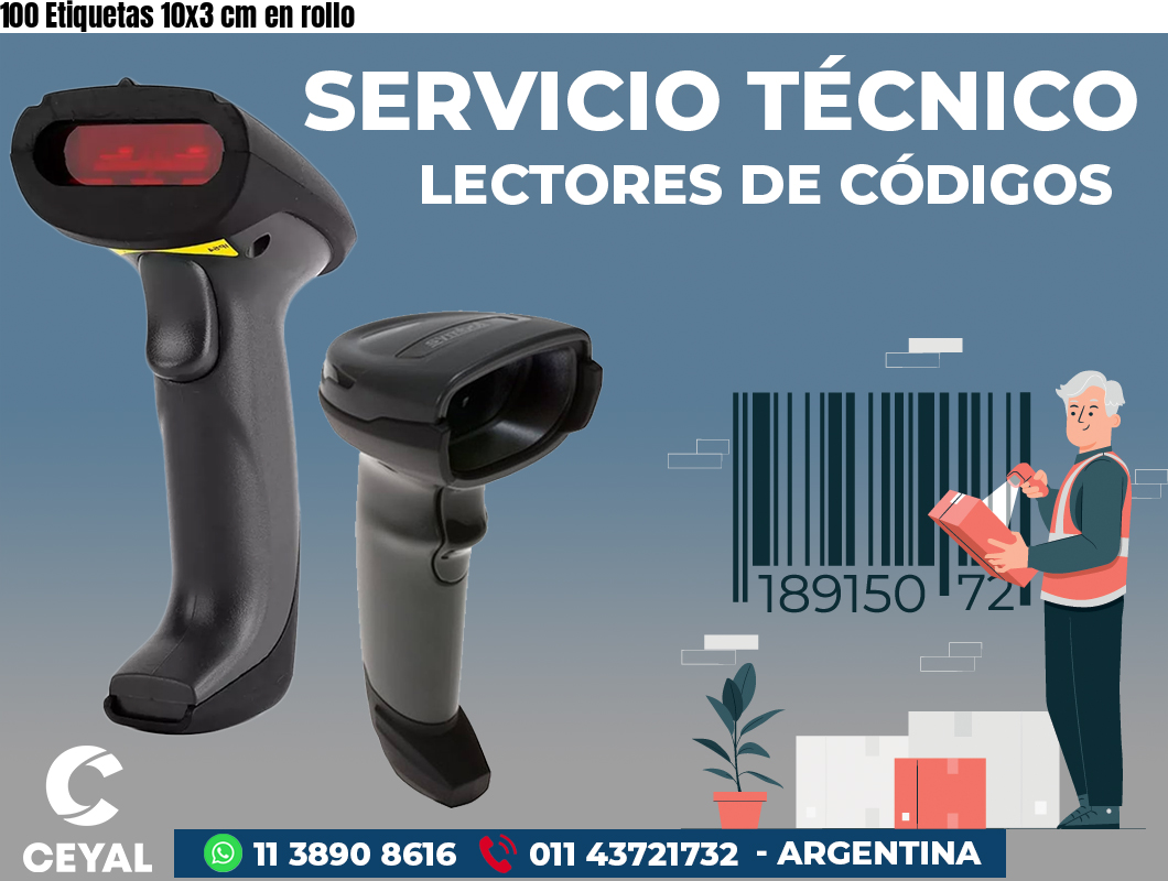 100 Etiquetas 10x3 cm en rollo