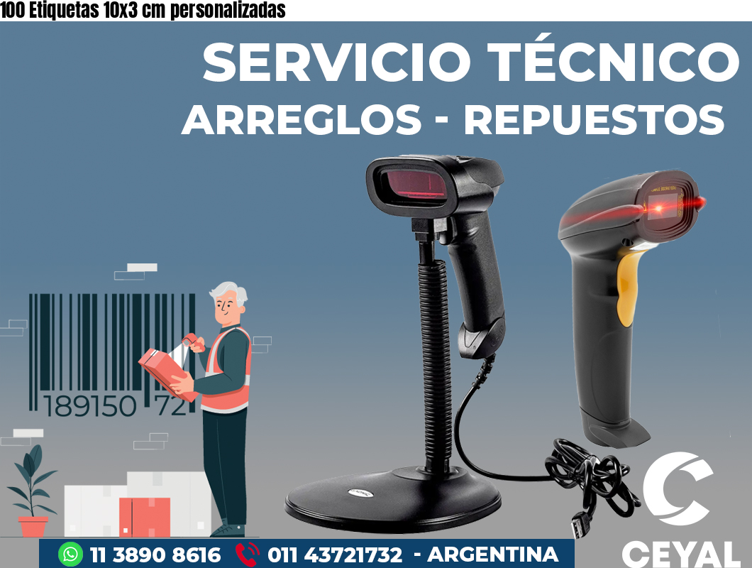 100 Etiquetas 10x3 cm personalizadas