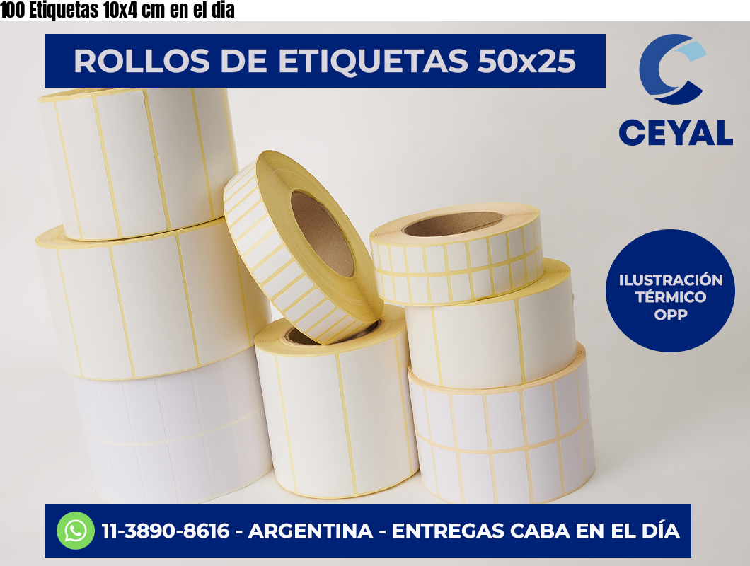 100 Etiquetas 10×4 cm en el dia