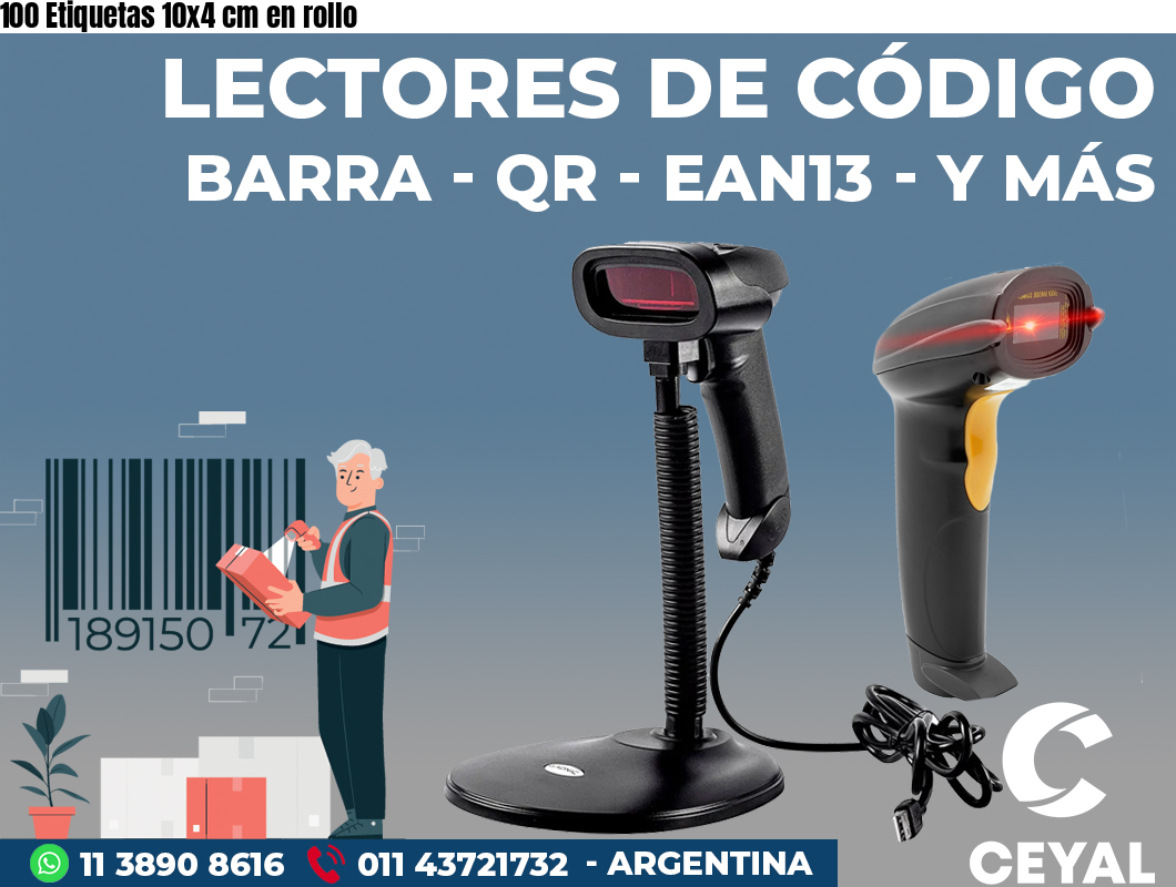 100 Etiquetas 10x4 cm en rollo