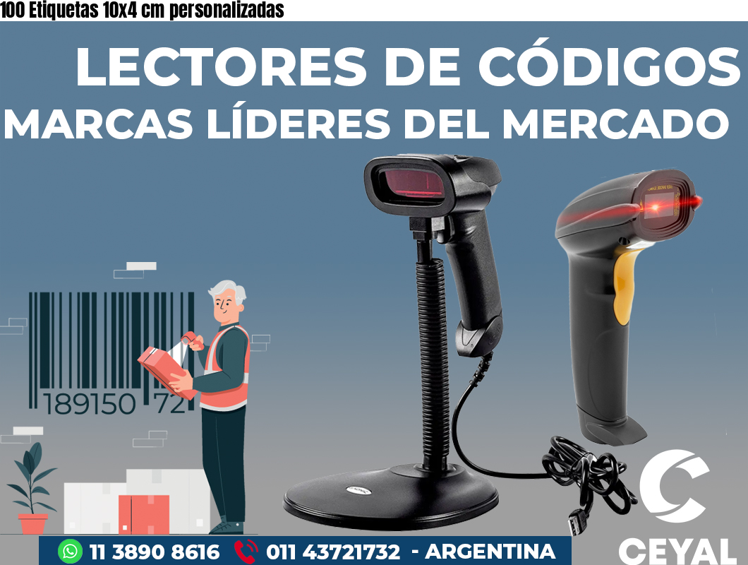 100 Etiquetas 10x4 cm personalizadas