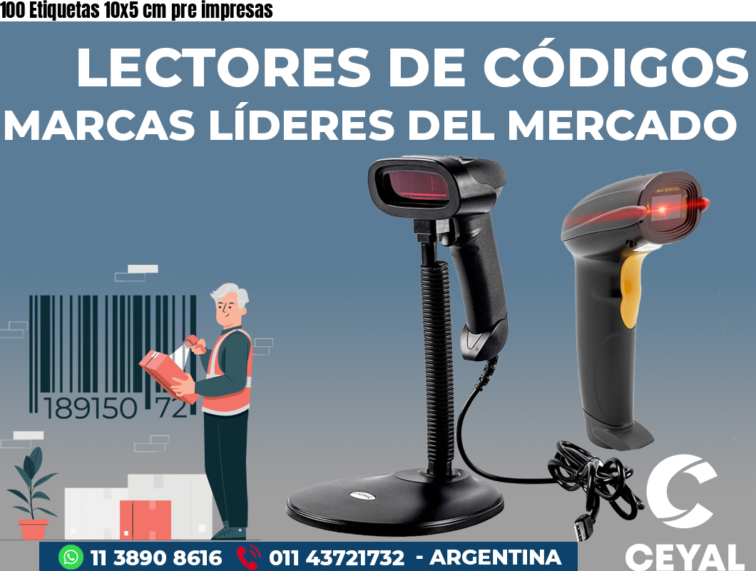 100 Etiquetas 10x5 cm pre impresas