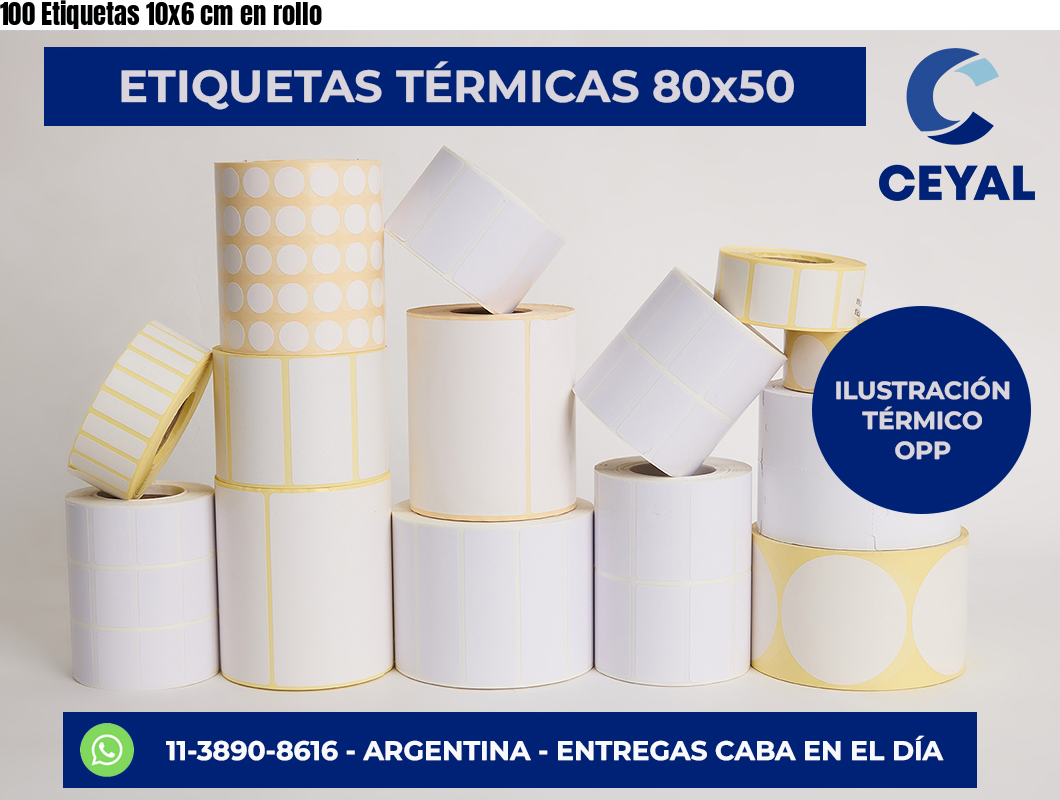 100 Etiquetas 10×6 cm en rollo