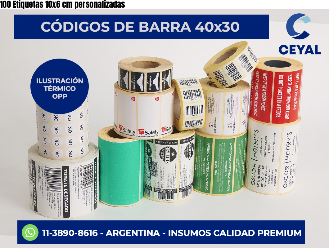 100 Etiquetas 10×6 cm personalizadas