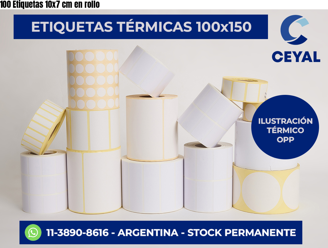 100 Etiquetas 10×7 cm en rollo