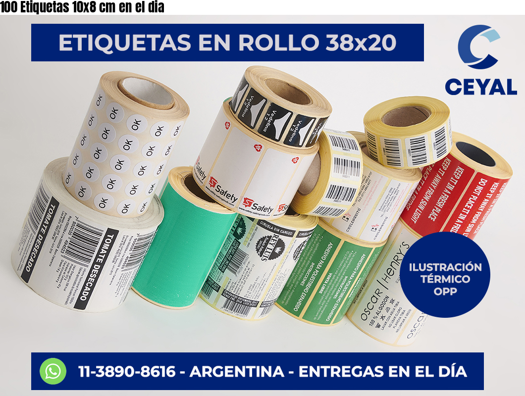 100 Etiquetas 10×8 cm en el dia