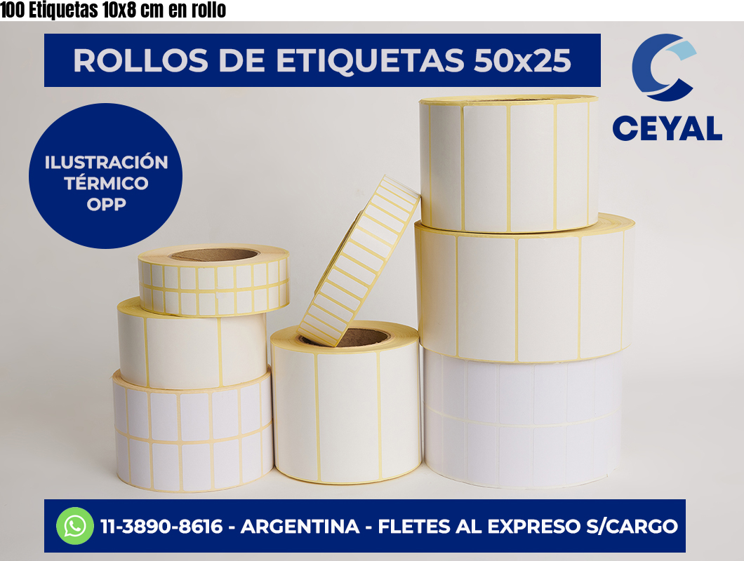 100 Etiquetas 10×8 cm en rollo