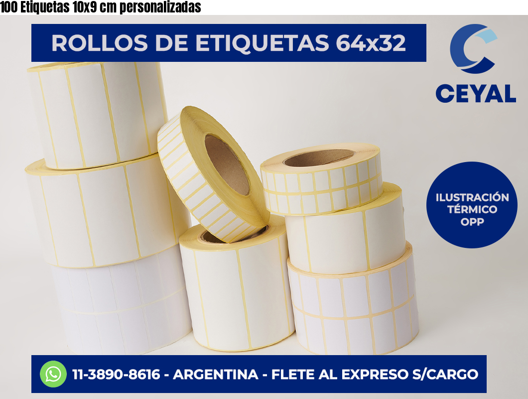 100 Etiquetas 10×9 cm personalizadas