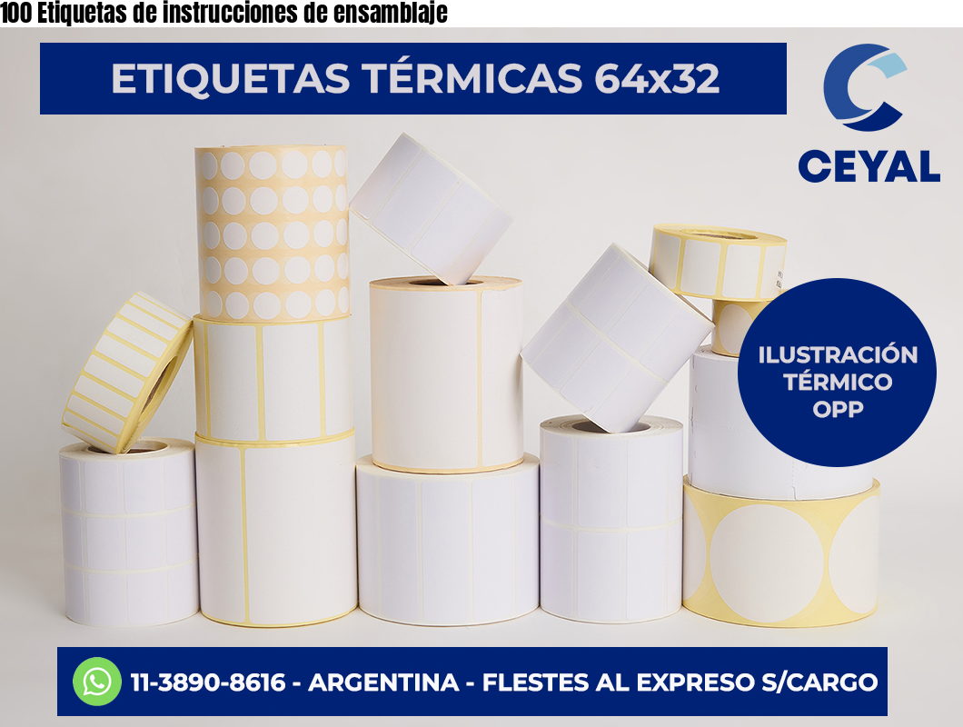100 Etiquetas de instrucciones de ensamblaje
