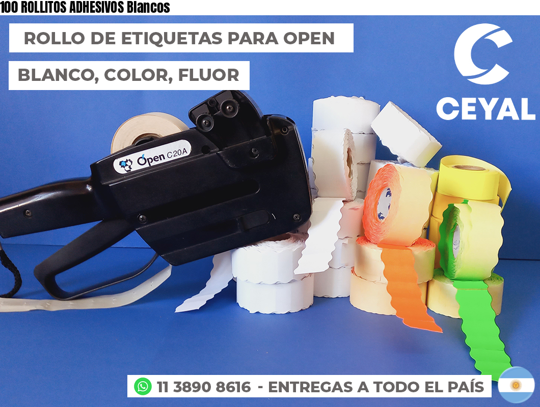 100 ROLLITOS ADHESIVOS Blancos