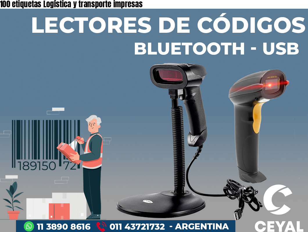 100 etiquetas Logística y transporte impresas