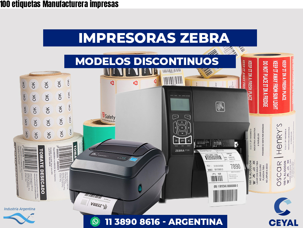100 etiquetas Manufacturera impresas