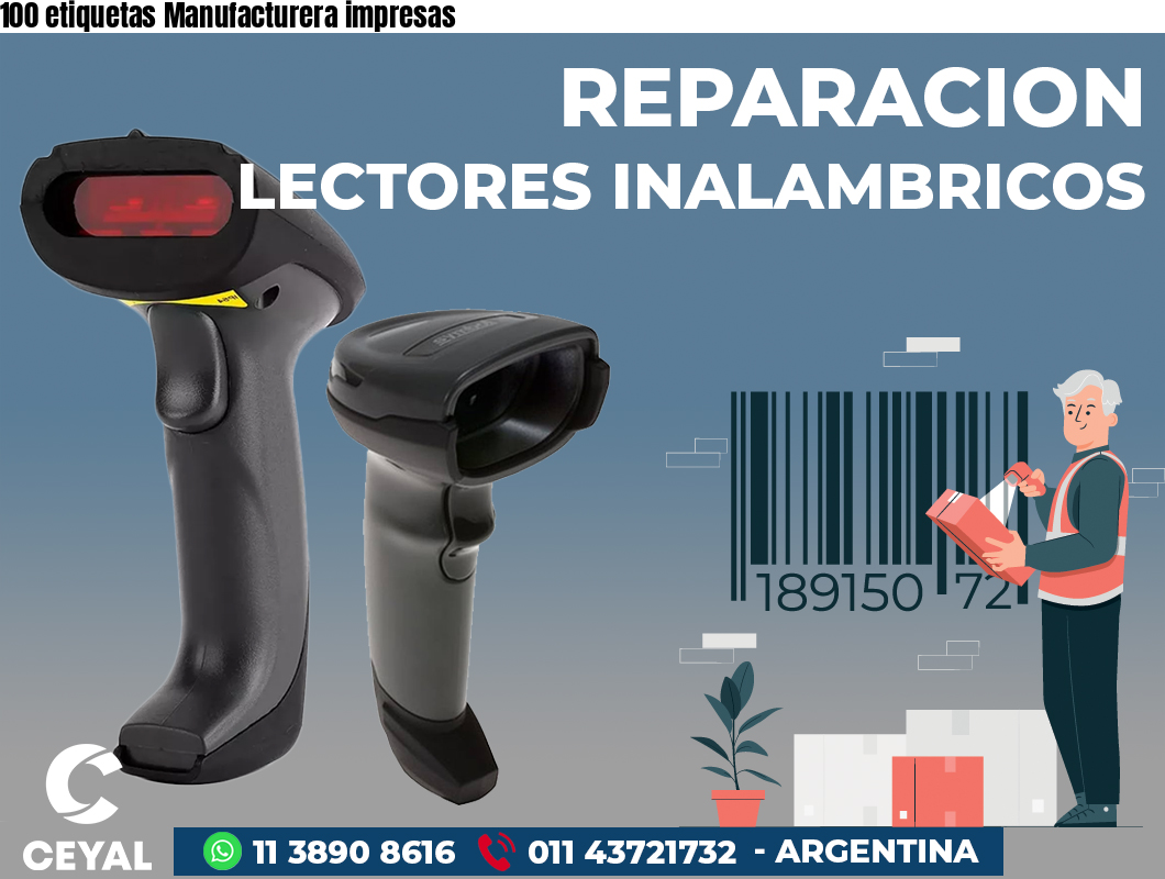 100 etiquetas Manufacturera impresas