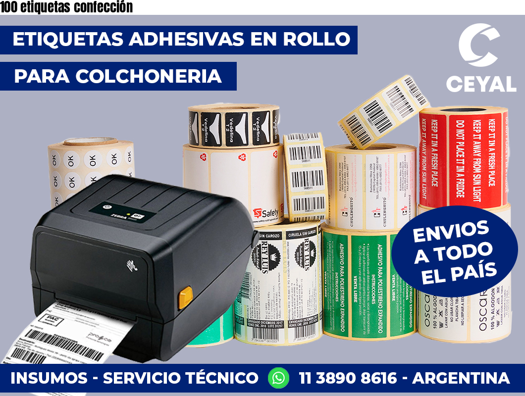 100 etiquetas confección