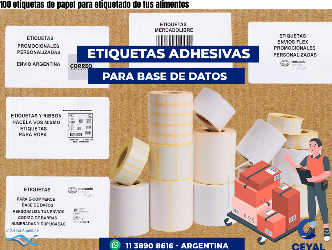 100 etiquetas de papel para etiquetado de tus alimentos