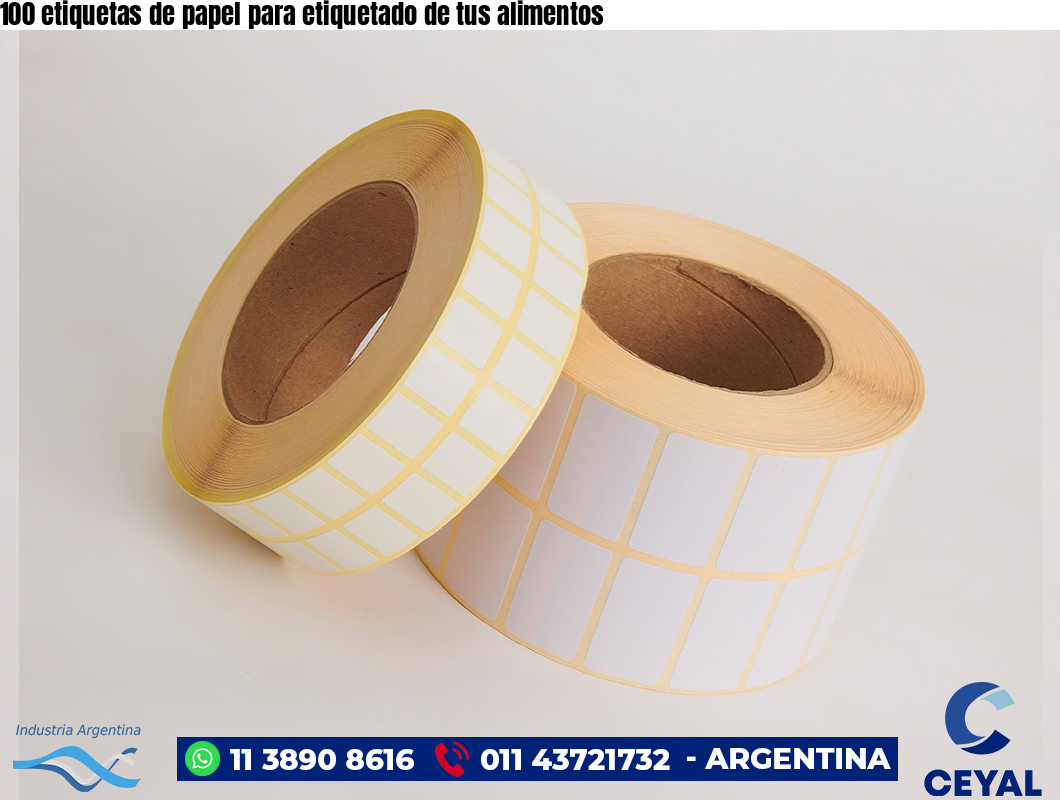 100 etiquetas de papel para etiquetado de tus alimentos