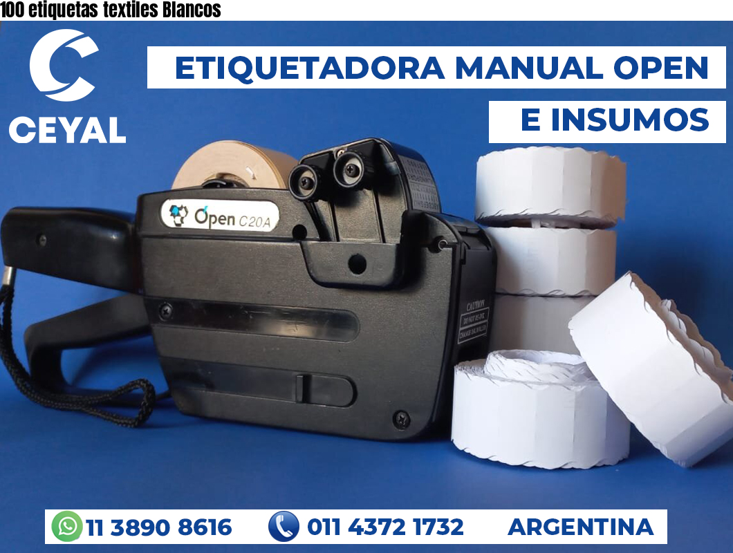 100 etiquetas textiles Blancos