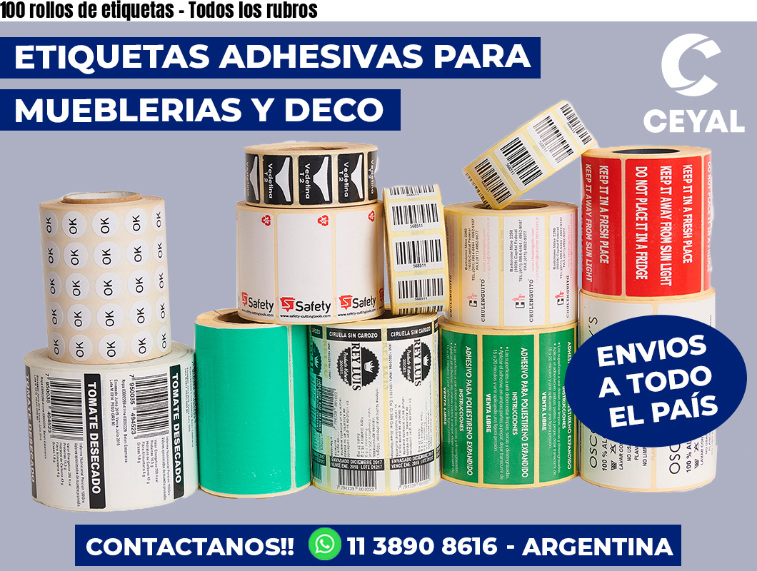 100 rollos de etiquetas – Todos los rubros