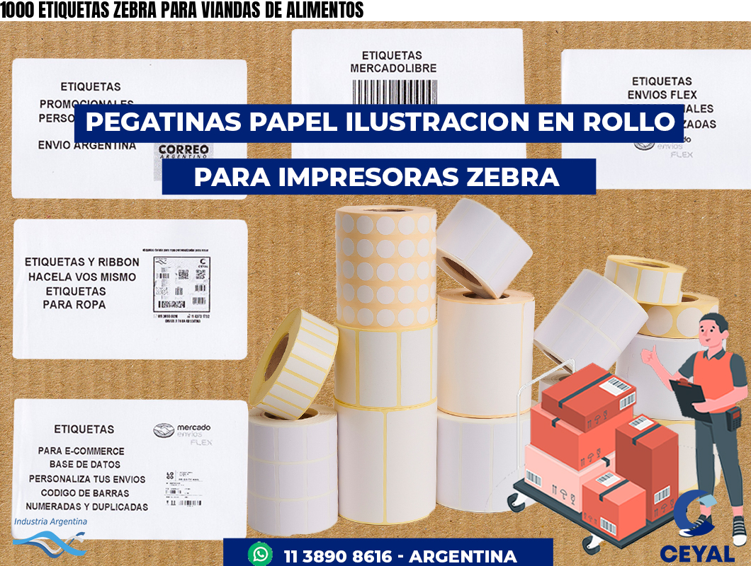 1000 ETIQUETAS ZEBRA PARA VIANDAS DE ALIMENTOS