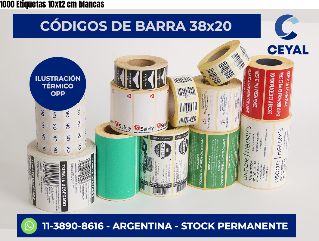 1000 Etiquetas 10×12 cm blancas