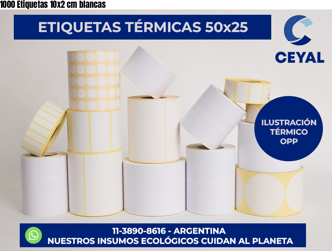 1000 Etiquetas 10×2 cm blancas
